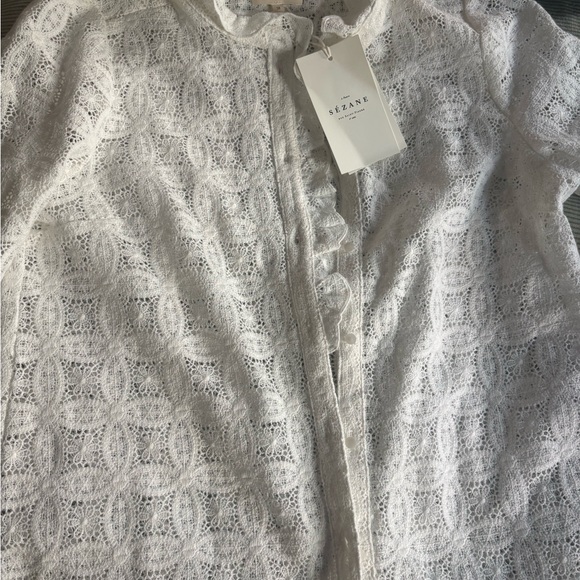 Sezane Ecru Lace Blouse  + Sezane Line Bag - Picture 3 of 8